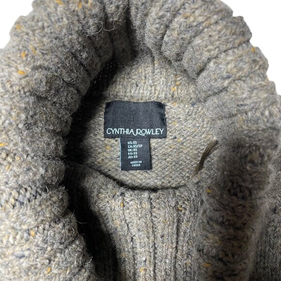 Vintage Cynthia Rowley XS Tan Gray Speckled Knit Wool Blend Turtleneck Sweater - Picture 7 of 16